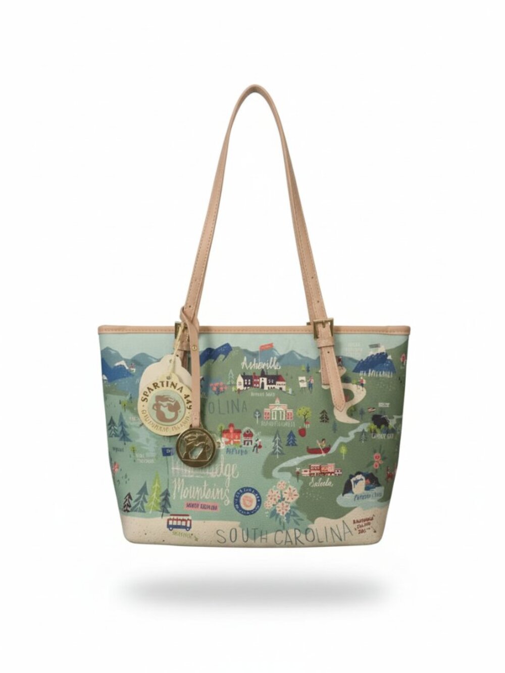 Spartina 449 Blue Ridge Mountains  Carolina Shoulder Totes Bag Purse MAP New Tag